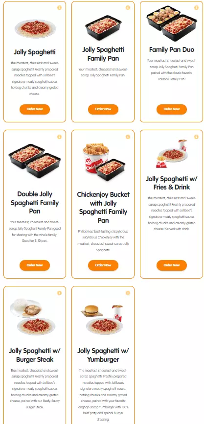 Jollibee Spaghetti Menu