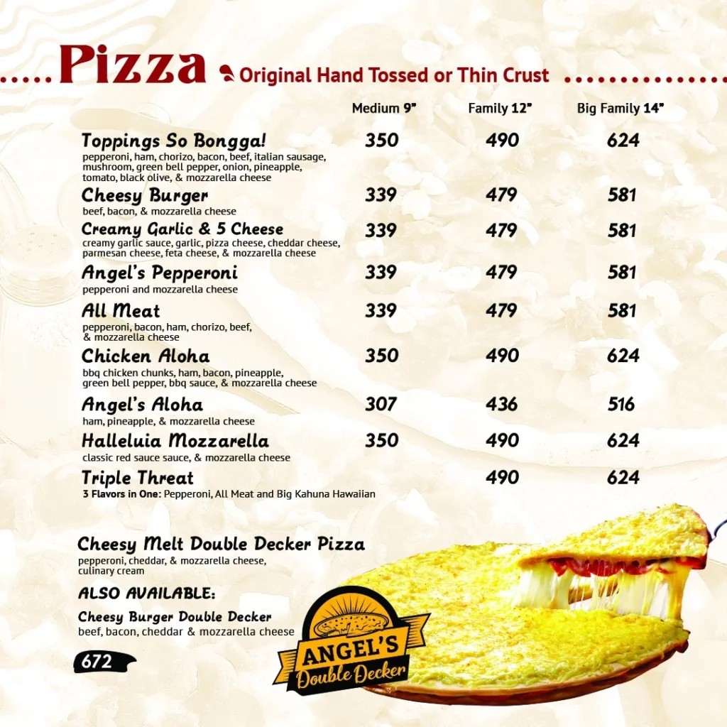 Angel's Pizza Philippines Menu Prices Updated 2025