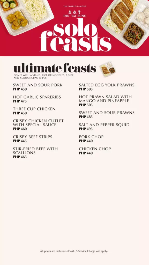 Menu Din Tai Fung Ultimate Feasts