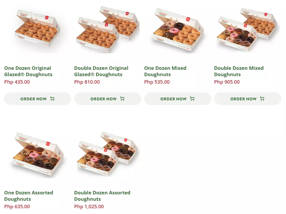 Krispy Kreme Featured Doughnuts Prices