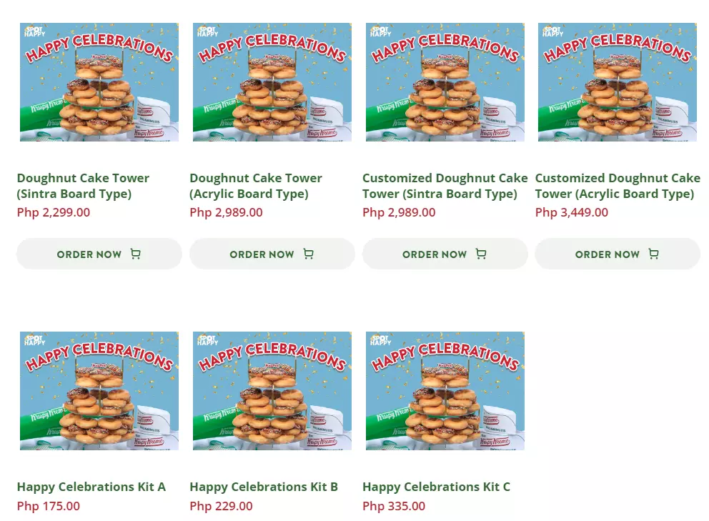 Krispy Kreme Celebrations Menu