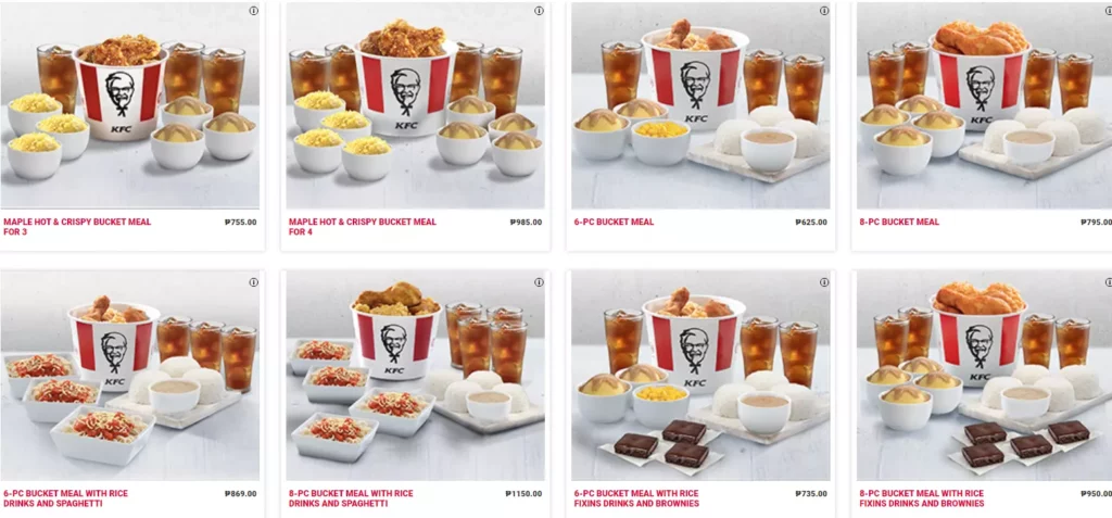 KFC Buckets Menu