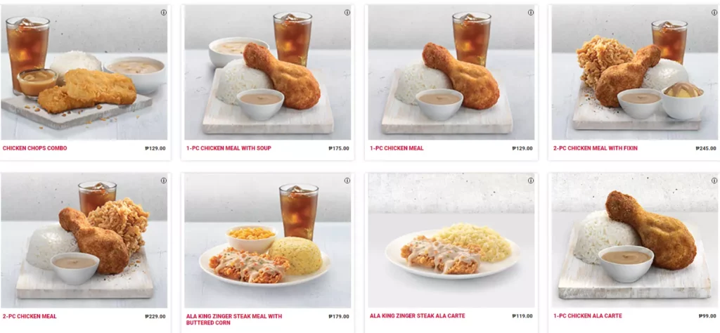 KFC Signature Meals Menu