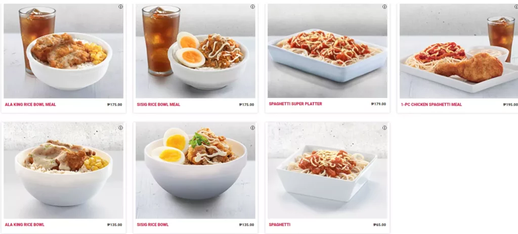 KFC Pasta & Bowls Prices