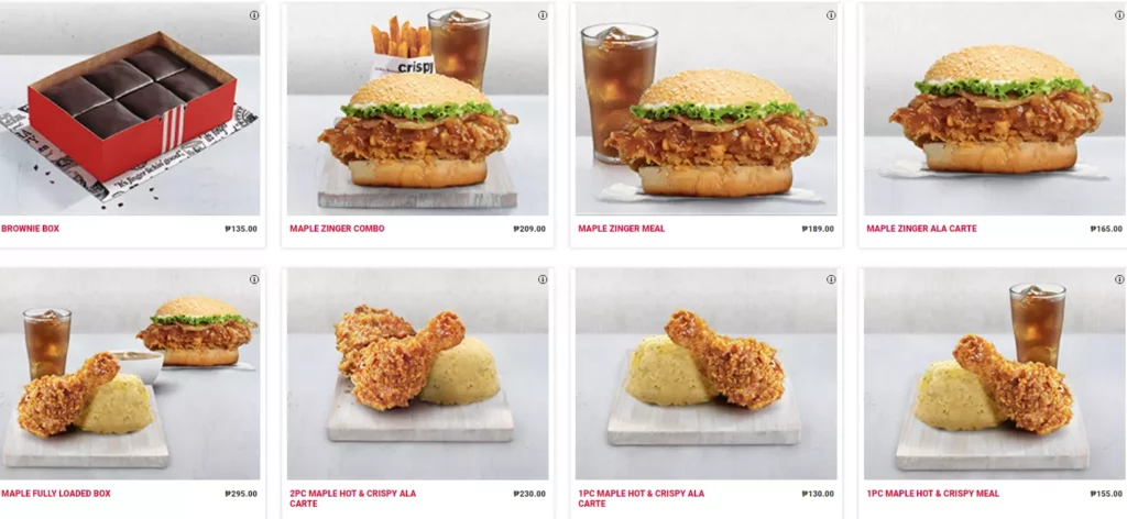 KFC Whats Hot Menu