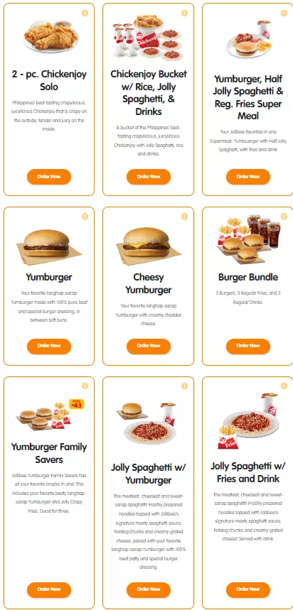 Jollibee menu best sellers