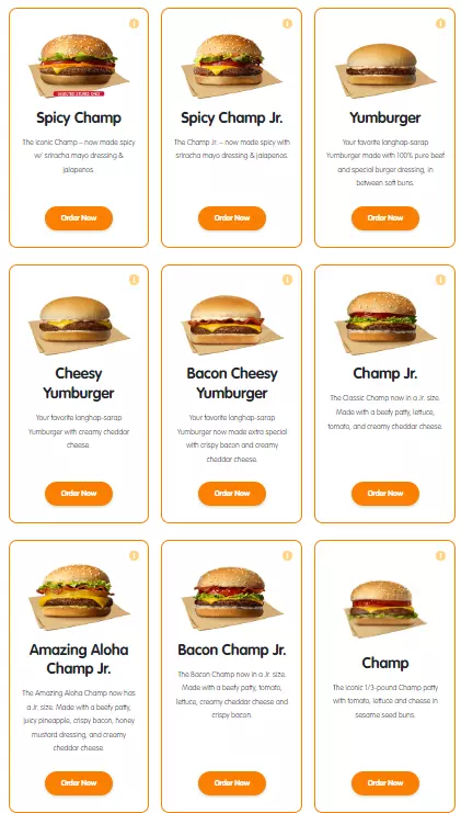 Jollibee Burgers Menu