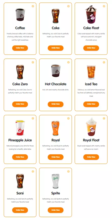 Jollibee Drinks Menu