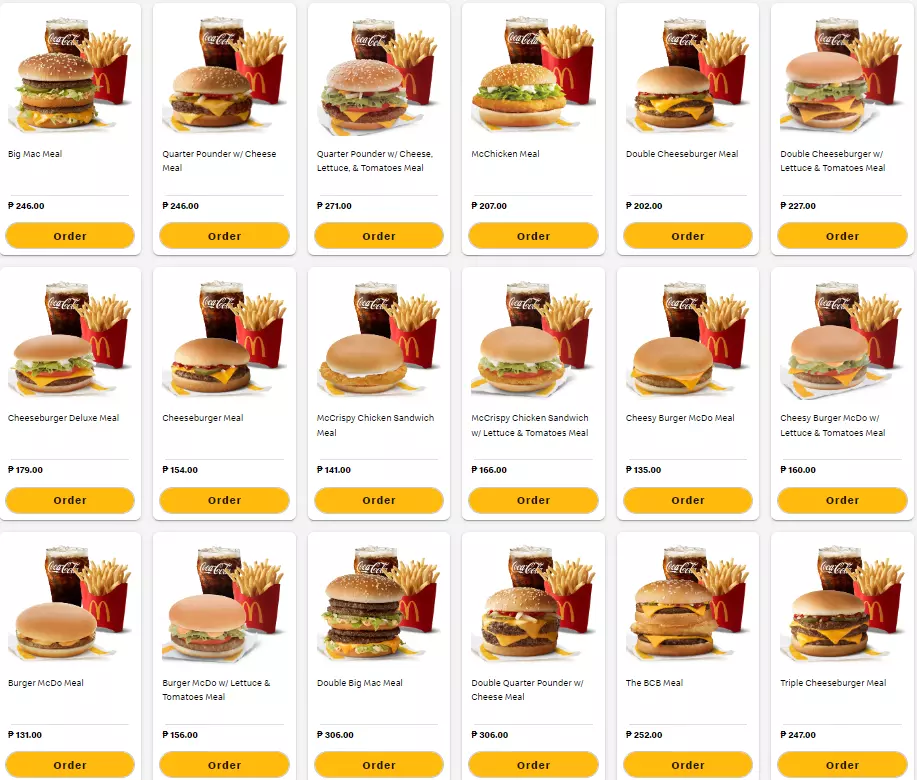 Mcdo Burger Menu