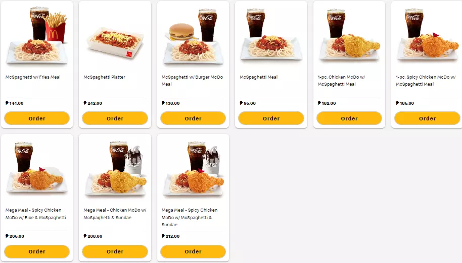 Mcdo Spaghetti Menu