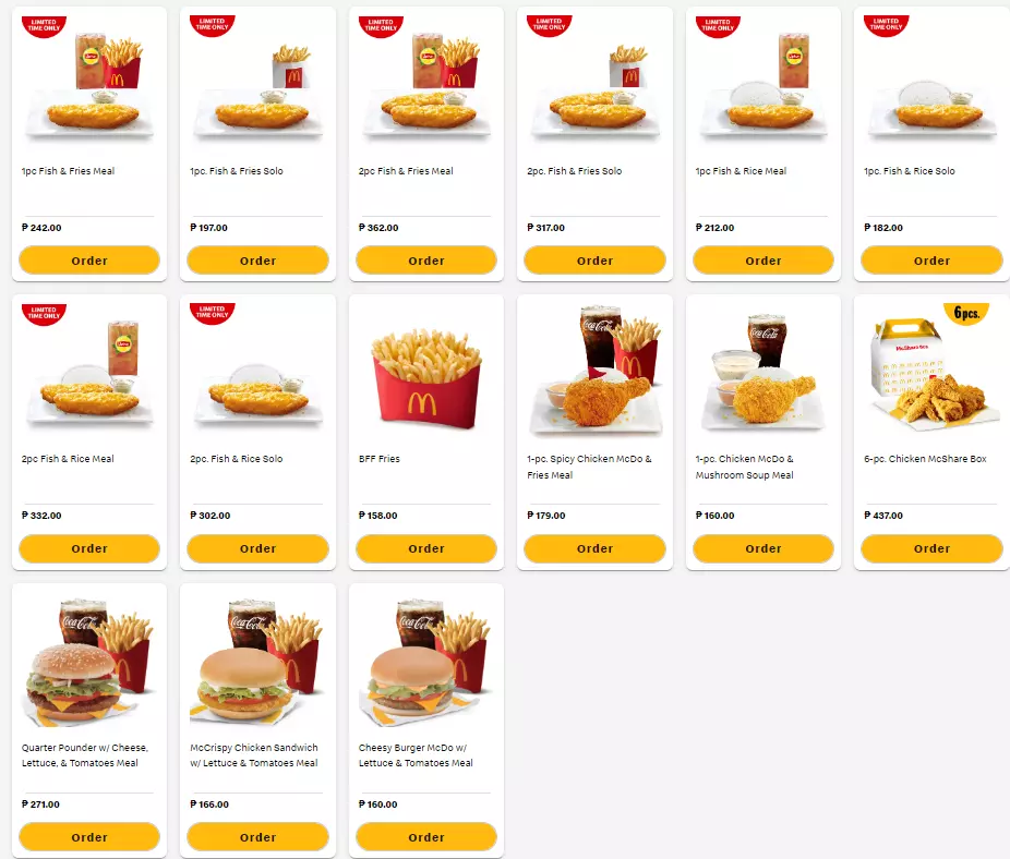 Mcdonalds Featured Menu