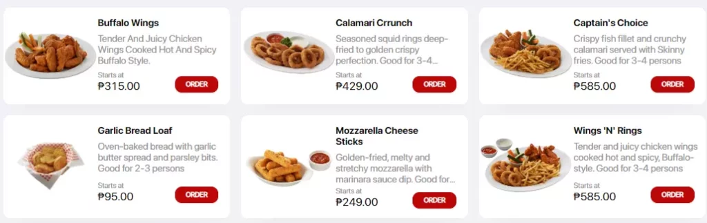 Shakey's Philippines Menu Starters