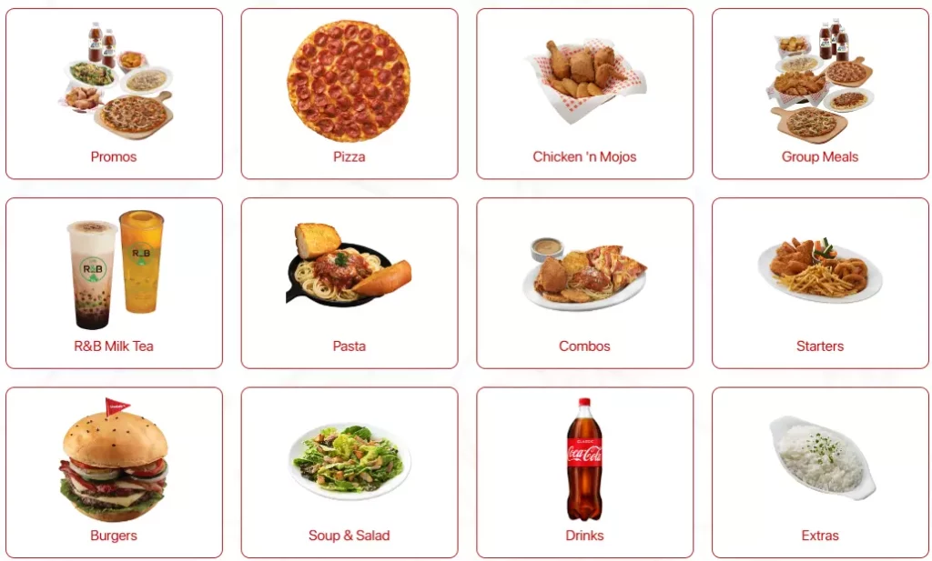 Shakeys Menu Categories