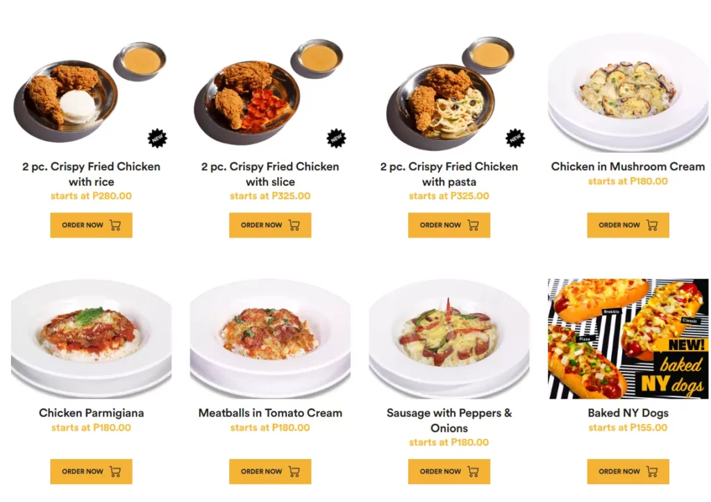 Yellow Cab Snacks Menu