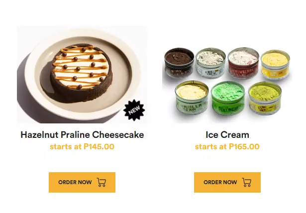 Yellow cab Dessert Options