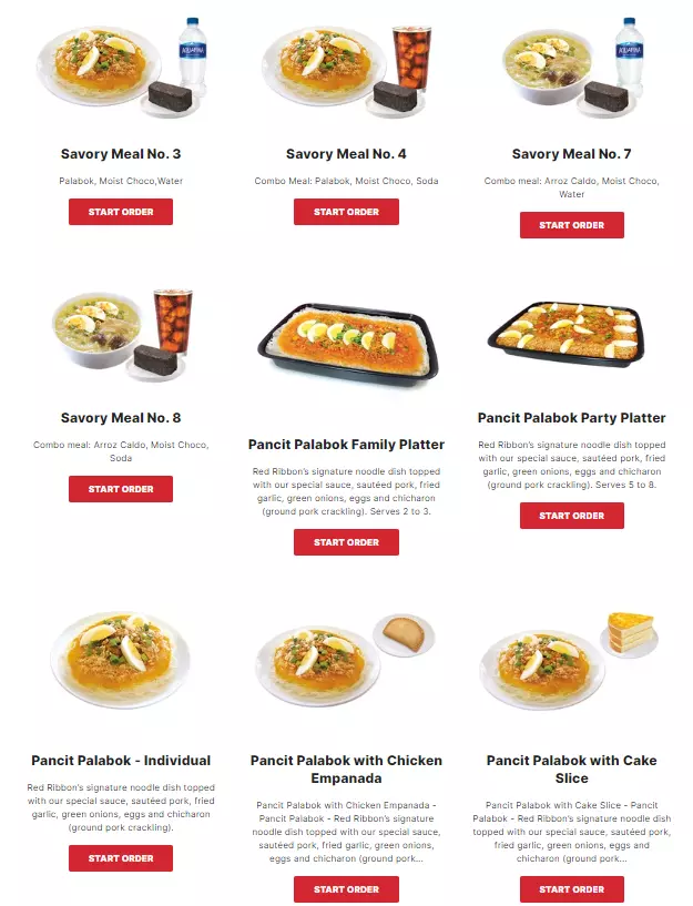 red ribbon menu meals