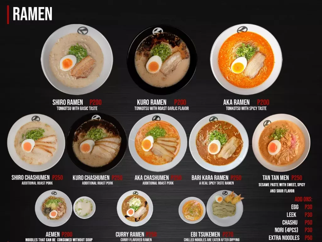 Ramen Kuroda Menu