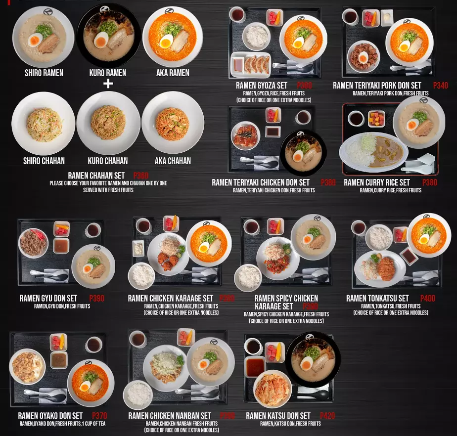 Ramen Kuroda Set Meals Menu