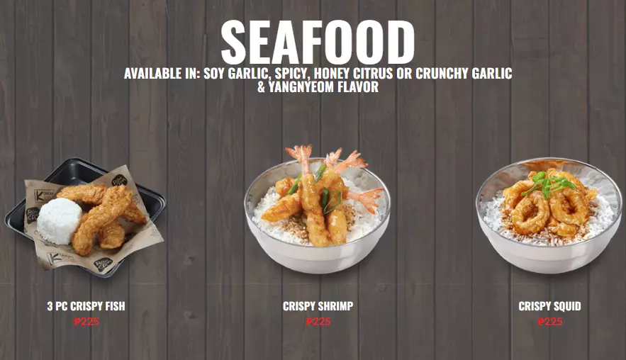 Bonchon A La Carte Seafood Menu