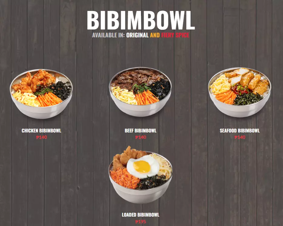 Bonchon Bibimbowl A La Carte Menu