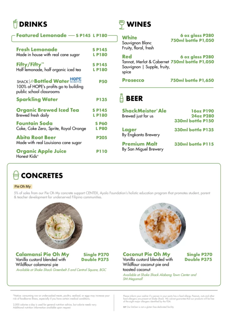 Shake Shack Drinks Menu