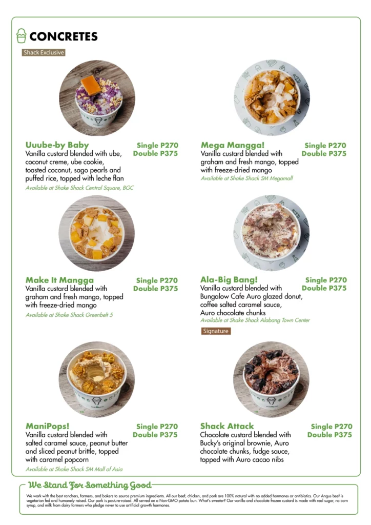 shake shack concretes menu