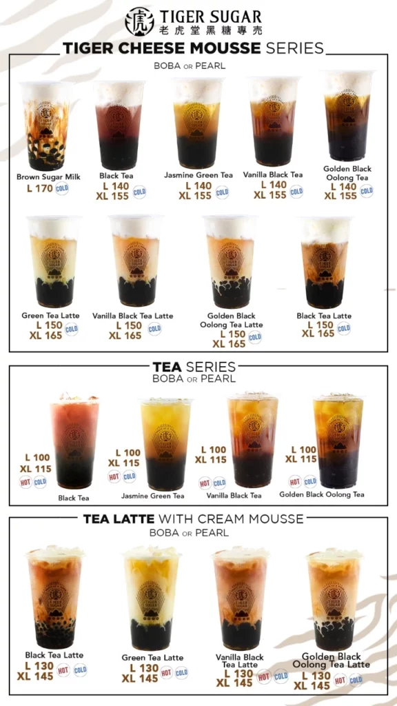 Tiger Sugar Ph Menu