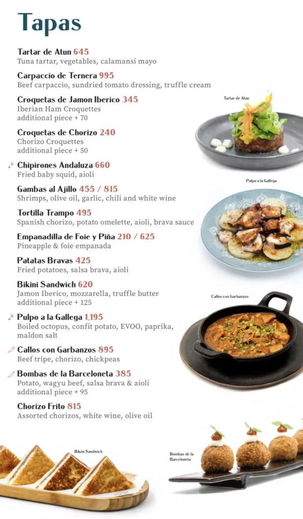 Flores Menu Tapas