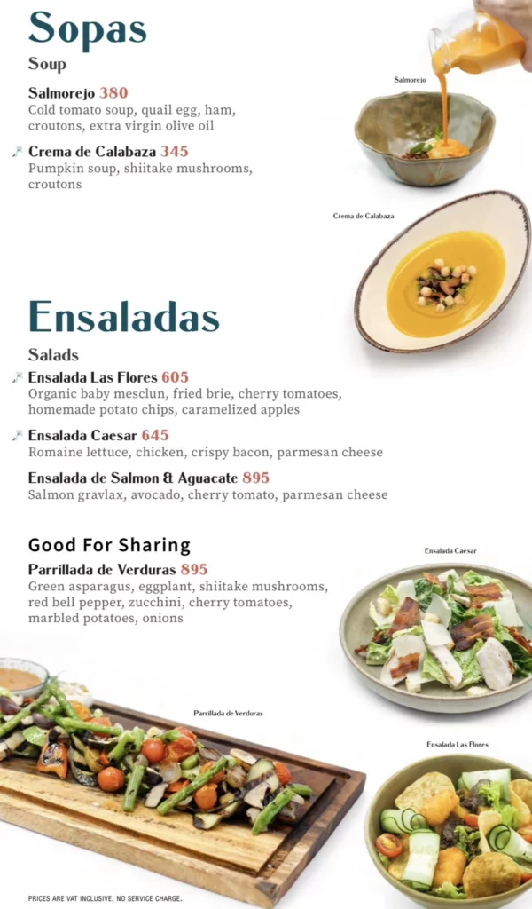 Las flores menu sopas & Ensaladas