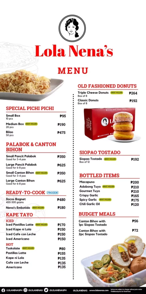 Lola Nena's menu