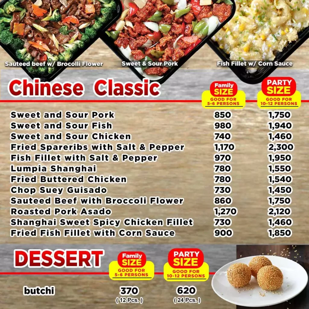 Hap Chan Classic Chinese Menu