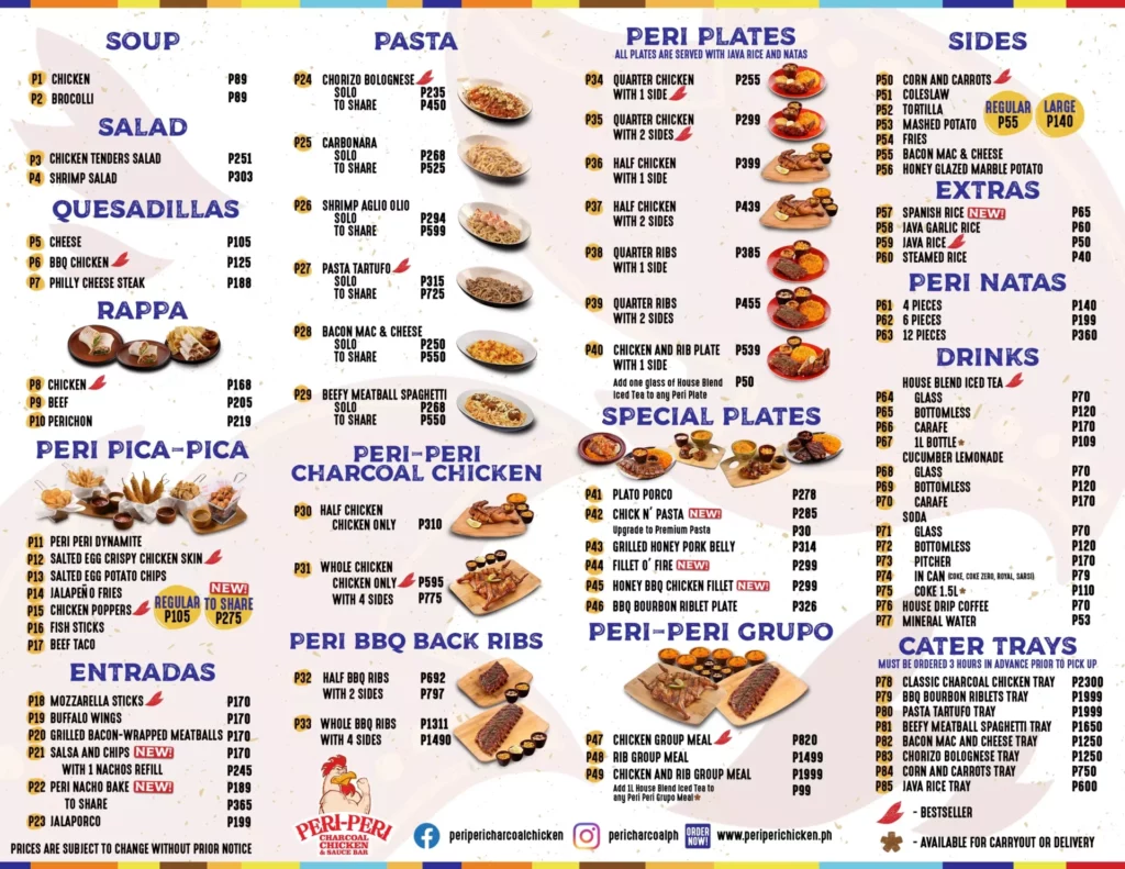 Peri Peri Menu