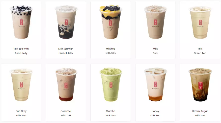 Gong Cha Milk Tea Menu