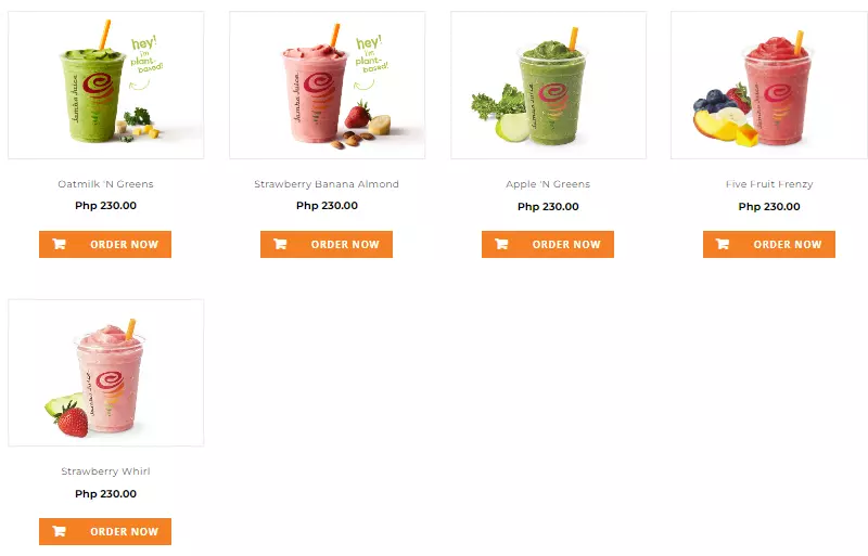 Jamba Menu Plant Based Smoothies