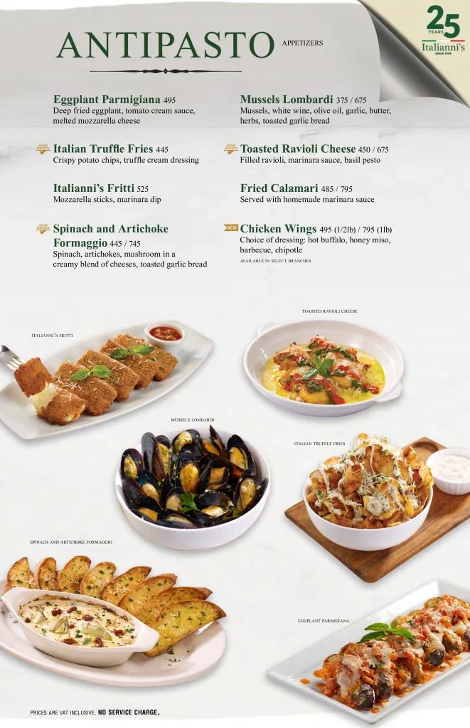 Italianni's Starters Menu 