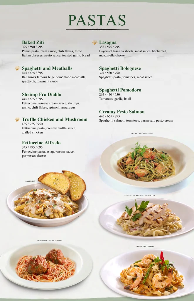 Italianni's Menu Pasta