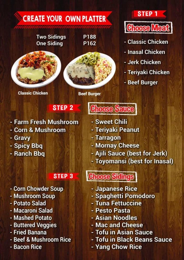 Menu World Chicken Create your own platter