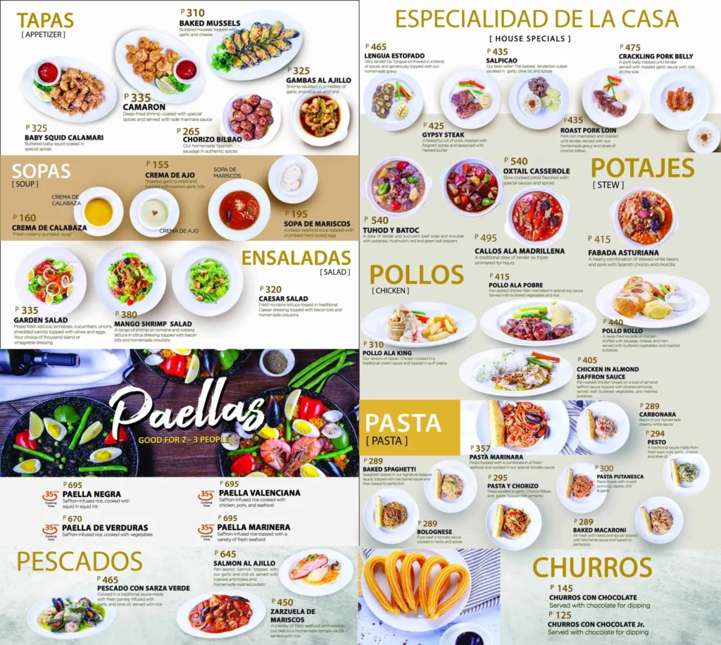 Dulcinea Menu