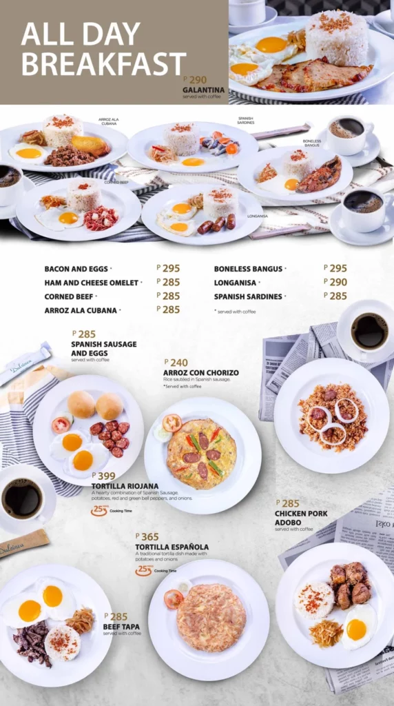 Dulcinea Breakfast Menu