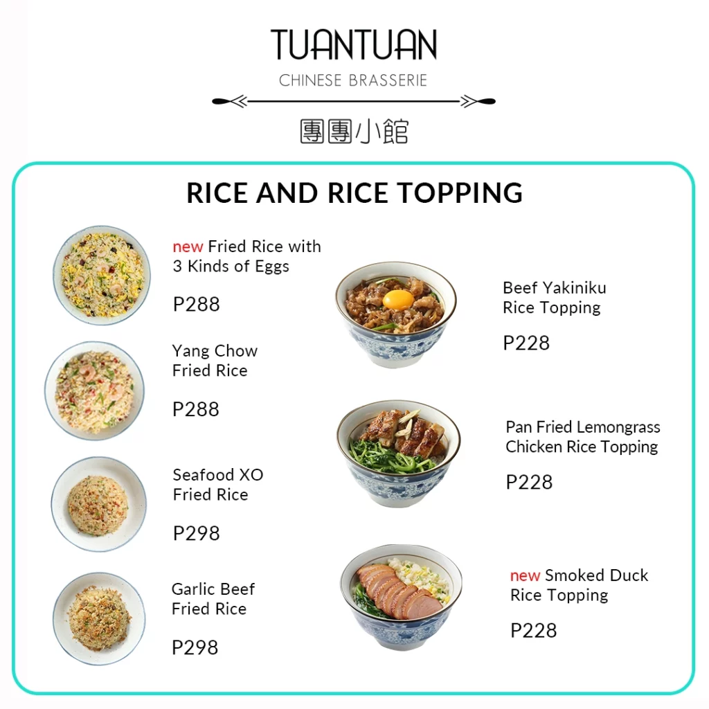 Tuan Tuan Rice Menu