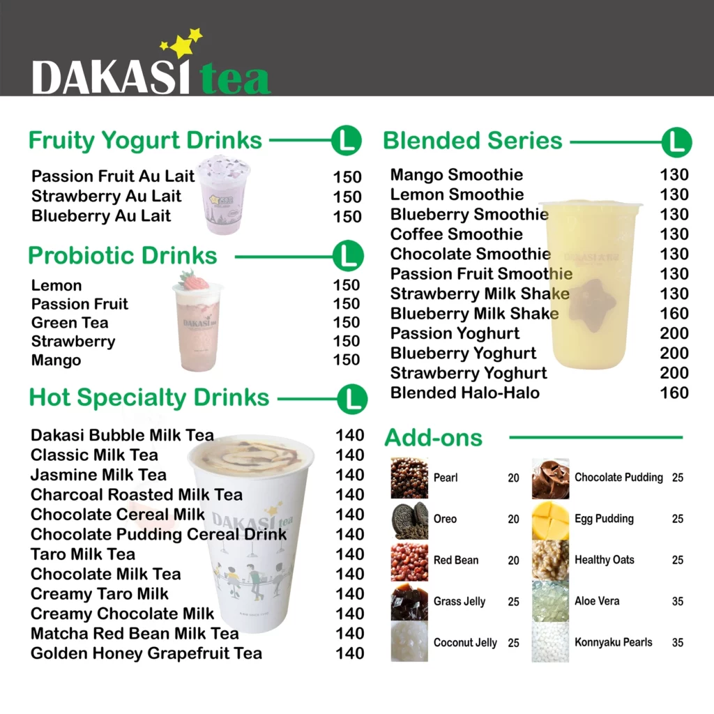 dakasi tea menu