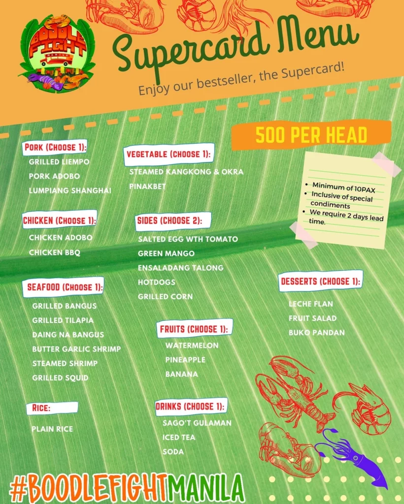 boodle fight Supercard Menu