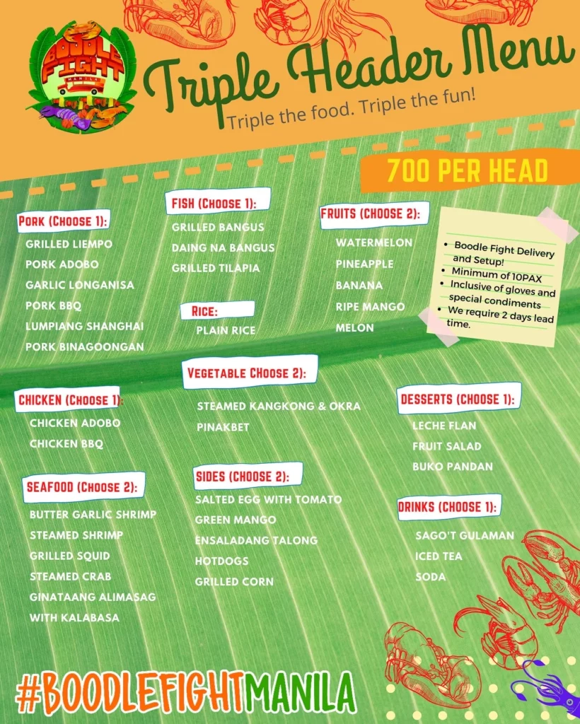 boodle fight triple header menu