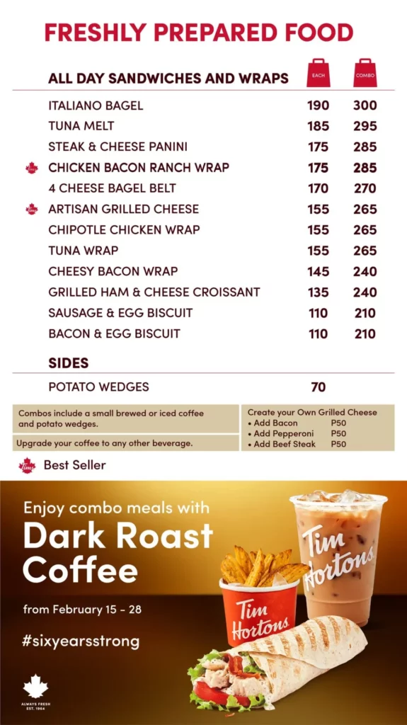 Tim Hortons Food Menu