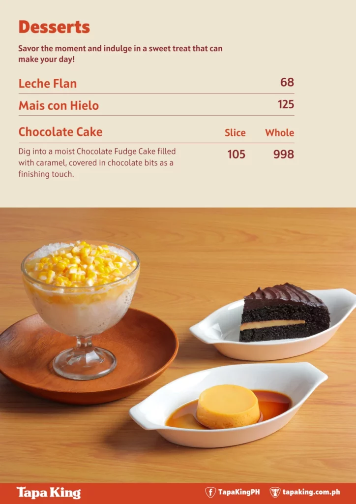 Tapa King Menu Desserts