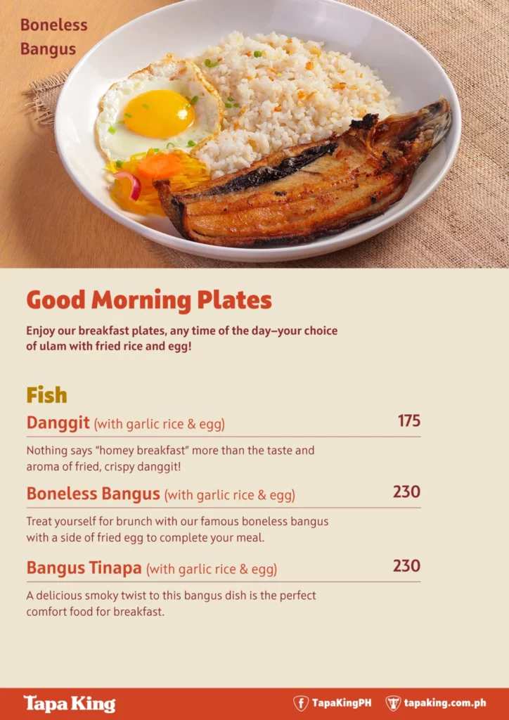 tapa King Plates Menu