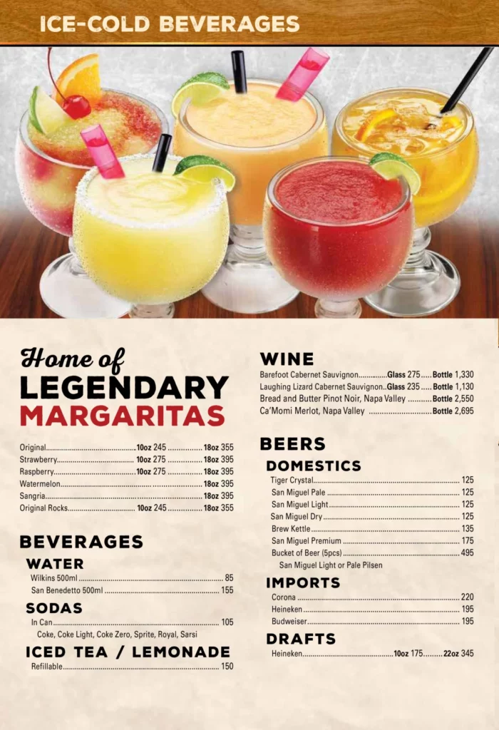 texas roadhouse menu beverages