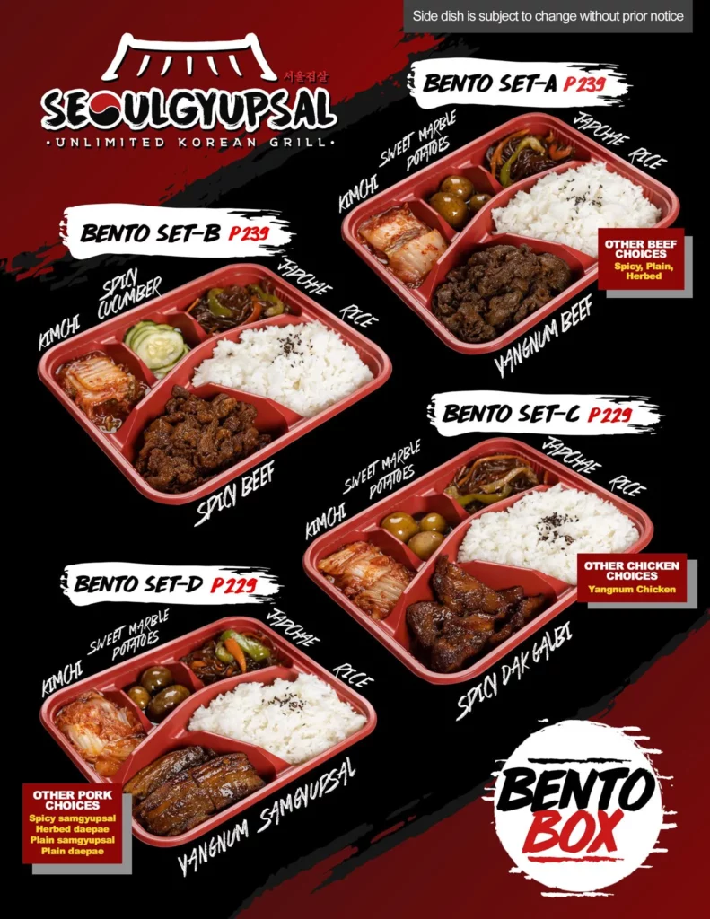 Seoulsgyupsal bento sets