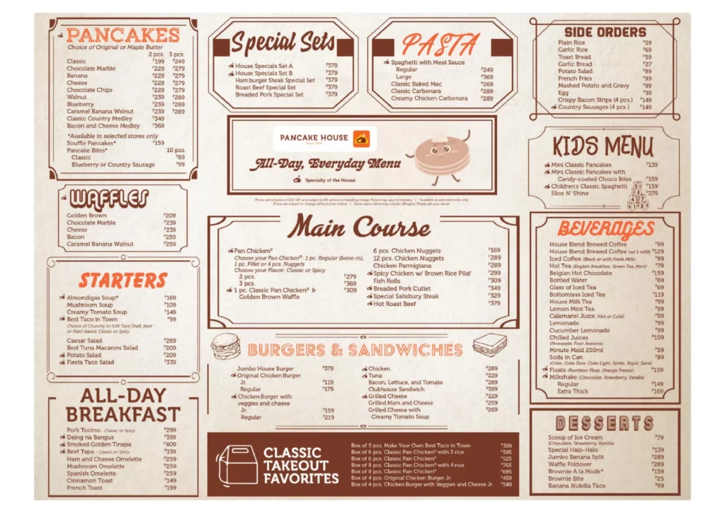 Pancake house menu 