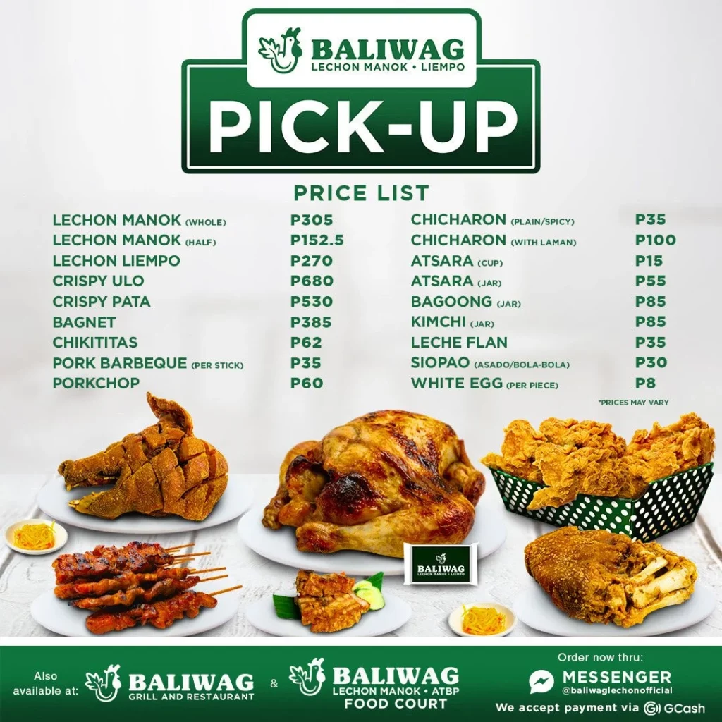 baliwag pickup menu